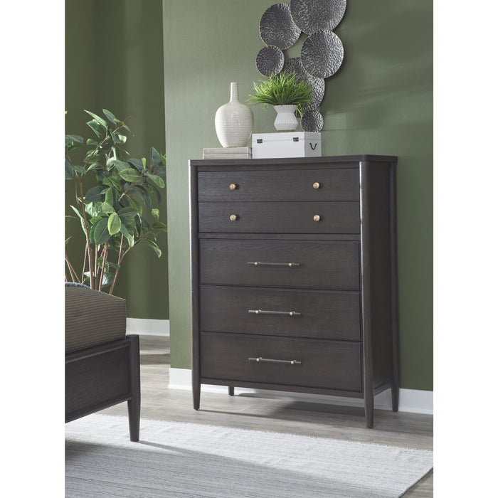 Modus Furniture Rockport Five Drawer Oak Wood Chest in Yin 655450438011 QBTS84 Main Image
