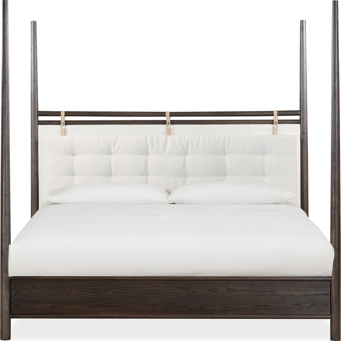 Modus Furniture Rockport Upholstered Poster Bed in Yin and Turtle Dove Linen  QBTSJ  Image 2