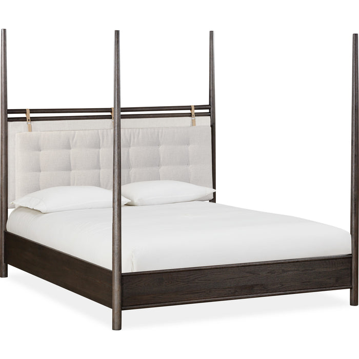 Modus Furniture Rockport Upholstered Poster Bed in Yin and Turtle Dove Linen  QBTSJ  Image 3