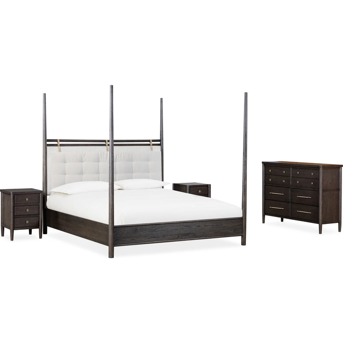 Modus Furniture Rockport Upholstered Poster Bed in Yin and Turtle Dove Linen  QBTSJ  Image 6