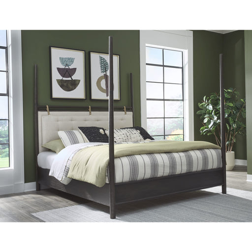 Modus Furniture Rockport Upholstered Poster Bed in Yin and Turtle Dove Linen  QBTSJ  Main Image