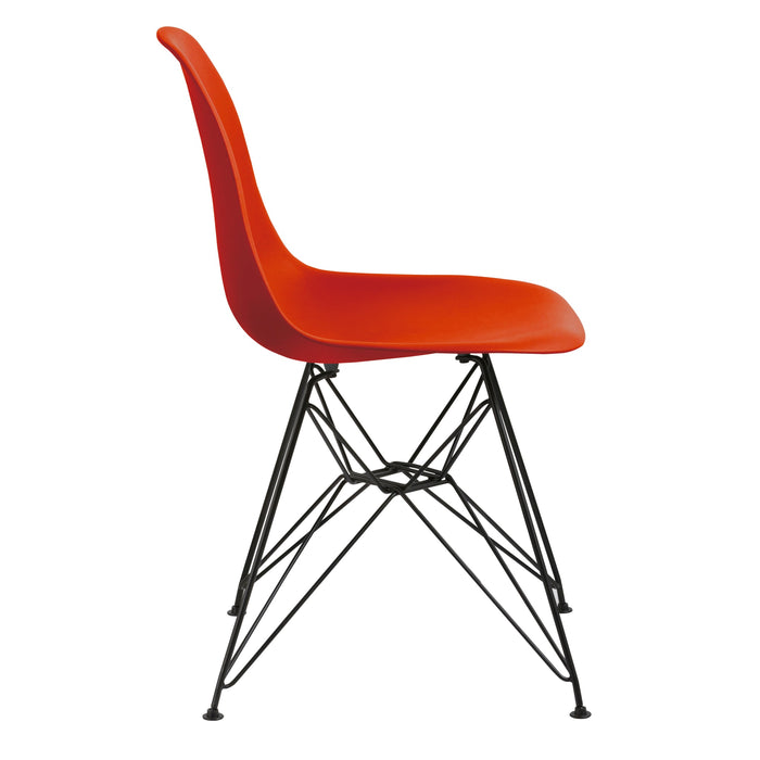 Modus Rostock Molded Plastic Wire Base Dining Chair in FirecrackerImage 2