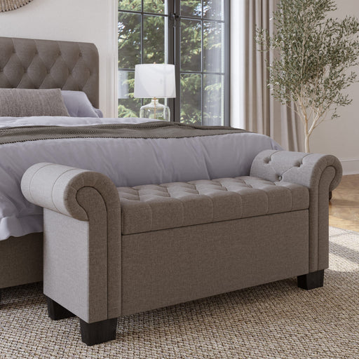 Modus Royal Rolled Arm Storage Bench in Dolphin LinenImage 1