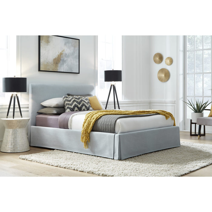 Modus Shelby Skirted Footboard Storage Panel Bed in SkyImage 1