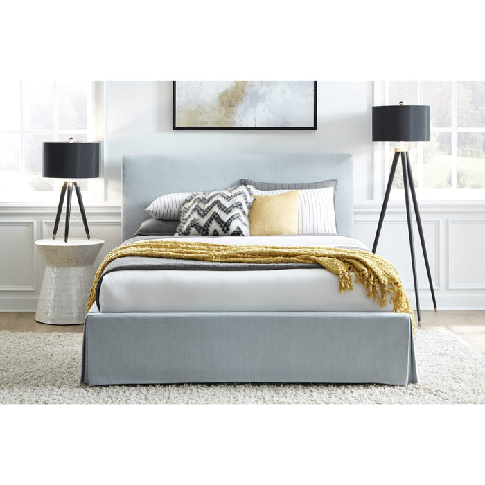 Modus Shelby Upholstered Skirted Panel Bed in Sky Image 1