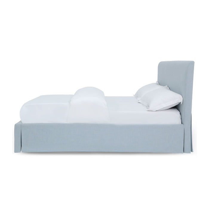 Modus Shelby Upholstered Skirted Panel Bed in Sky Image 5