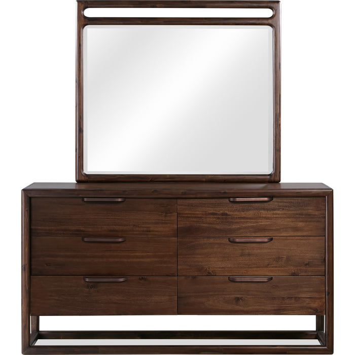 Modus Furniture Sol Beveled Glass Wall or Dresser Mirror in Brown Spice 655450420528 NXLJ83B Image 3