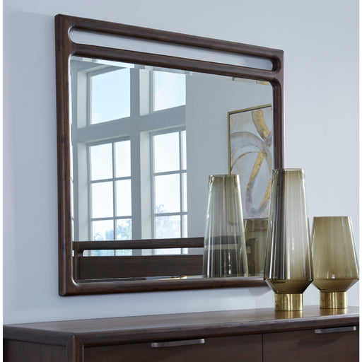 Modus Furniture Sol Beveled Glass Wall or Dresser Mirror in Brown Spice 655450420528 NXLJ83B Main Image