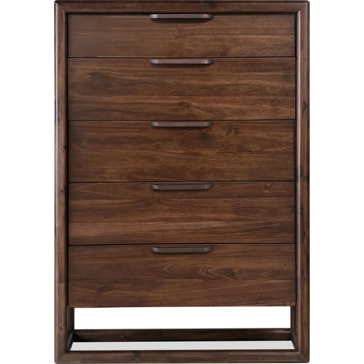 Modus Furniture Sol Five Drawer Acacia Wood Chest in Brown Spice 655450420542 NXLJ84 Image 1