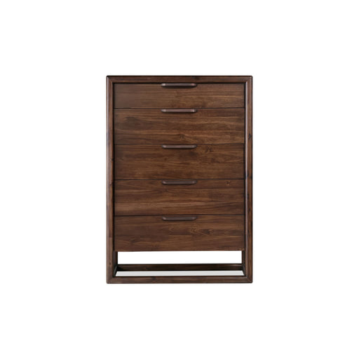 Modus Sol Five Drawer Acacia Wood Chest in Brown Spice Image 1