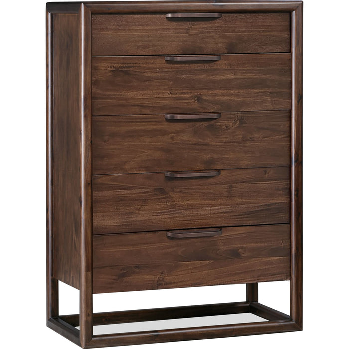 Modus Furniture Sol Five Drawer Acacia Wood Chest in Brown Spice 655450420542 NXLJ84 Image 2
