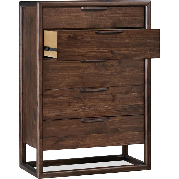 Modus Furniture Sol Five Drawer Acacia Wood Chest in Brown Spice 655450420542 NXLJ84 Image 3