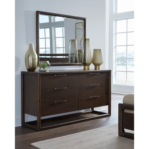 Modus Sol Six Drawer Acacia Wood Dresser in Brown SpiceImage 1