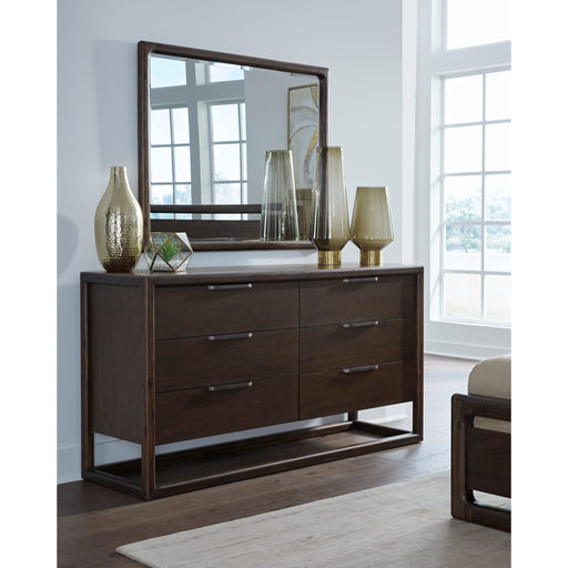 Modus Furniture Sol Six Drawer Acacia Wood Dresser in Brown Spice 655450420504 NXLJ82 Image 1