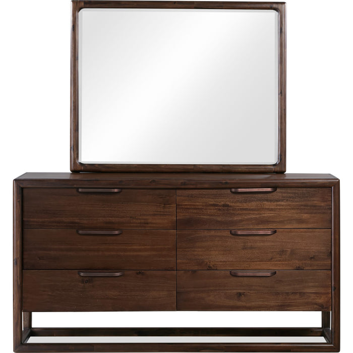 Modus Furniture Sol Six Drawer Acacia Wood Dresser in Brown Spice 655450420504 NXLJ82 Image 2