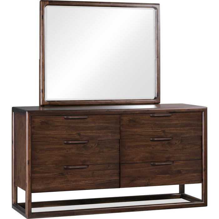 Modus Furniture Sol Six Drawer Acacia Wood Dresser in Brown Spice 655450420504 NXLJ82 Image 3