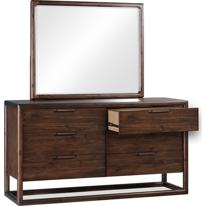 Modus Furniture Sol Six Drawer Acacia Wood Dresser in Brown Spice 655450420504 NXLJ82 Image 4