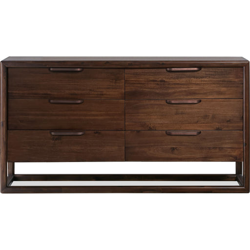 Modus Furniture Sol Six Drawer Acacia Wood Dresser in Brown Spice 655450420504 NXLJ82 Image 5