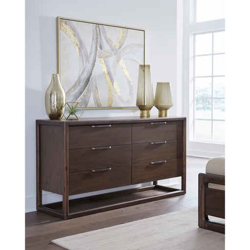 Modus Sol Six Drawer Acacia Wood Dresser in Brown Spice Main Image