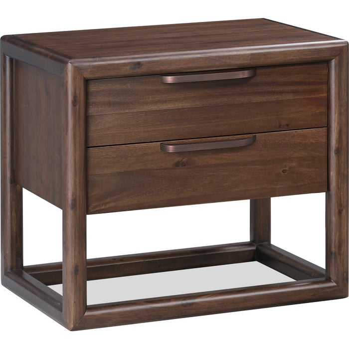 Modus Furniture Sol Two Drawer USB Charging Nightstand in Brown Spice 655450420481 NXLJ81 Image 2