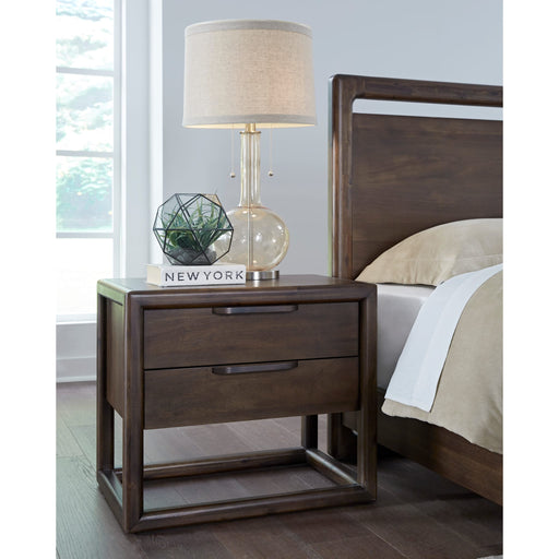 Modus Furniture Sol Two Drawer USB Charging Nightstand in Brown Spice 655450420481 NXLJ81 Main Image