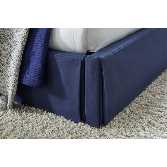 Modus Sur Upholstered Skirted Panel Bed in NavyImage 2