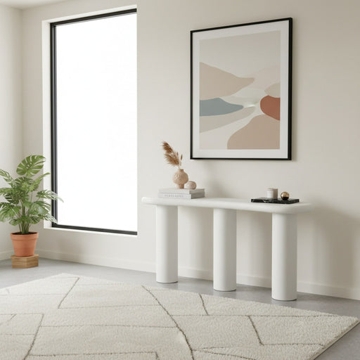 Modus Furniture Sven Wooden Console Table in Rice 655450484988 QTUJ23 Main Image