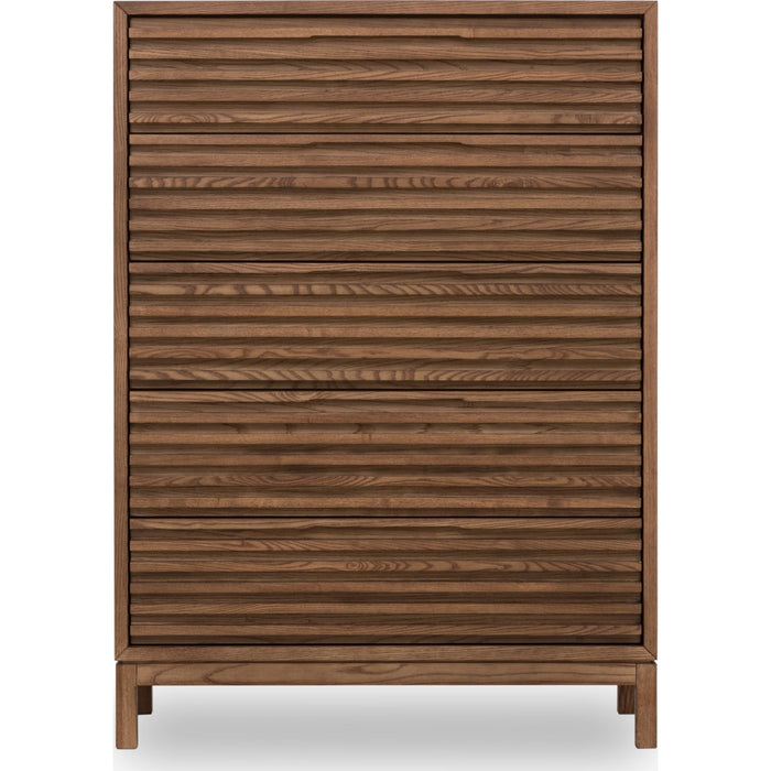 Modus Furniture Tanner Five Drawer Ash Wood Chest in Roux 655450444968 QPUA84 Image 1