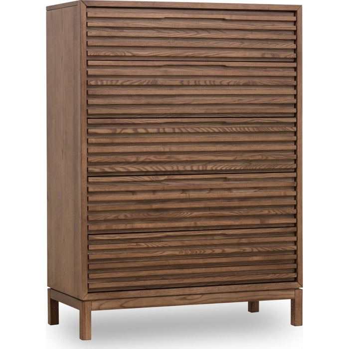 Modus Furniture Tanner Five Drawer Ash Wood Chest in Roux 655450444968 QPUA84 Image 4