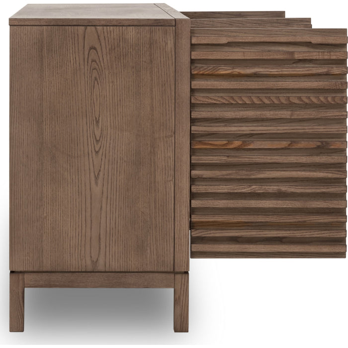 Modus Furniture Tanner Four Door Slatted Ash Sideboard in Chicory 655450579813 QP8C79 Image 3