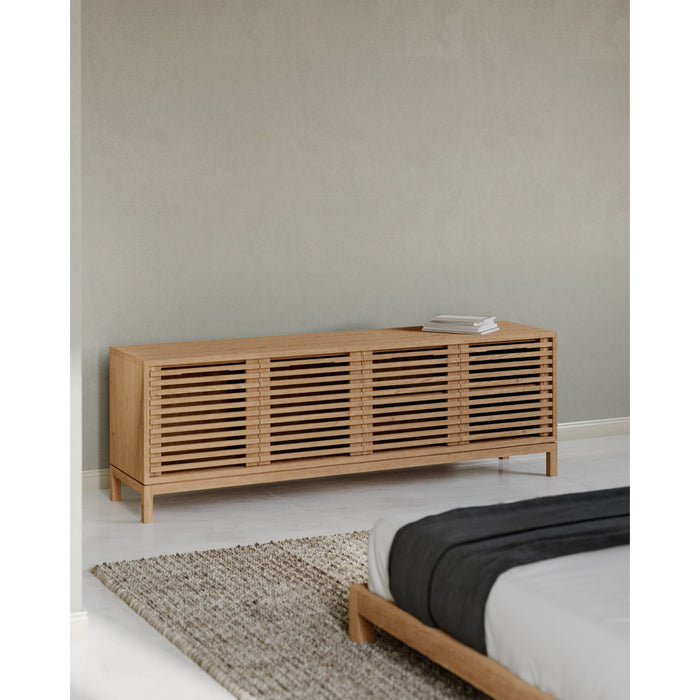 Modus Furniture Tanner Four Door Solid Ash Media Console in Flaxen 655450445392 QPUD26 Main Image