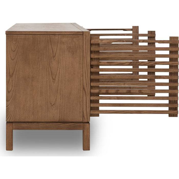 Modus Furniture Tanner Four Door Solid Ash Media Console in Roux 655450445408 QPUA26 Image 4