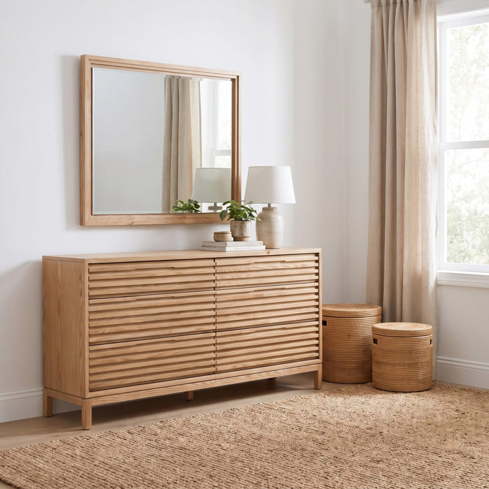 Modus Furniture Tanner Six Drawer Ash Wood Dresser in Flaxen 655450444470 QPUD82 Main Image