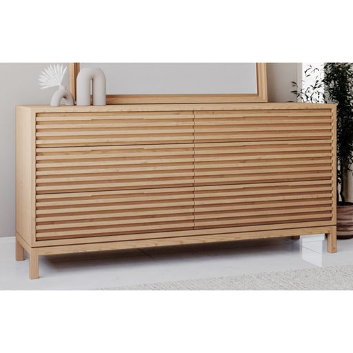 Modus Furniture Tanner Six Drawer Ash Wood Dresser in Flaxen 655450444470 QPUD82 Main Image