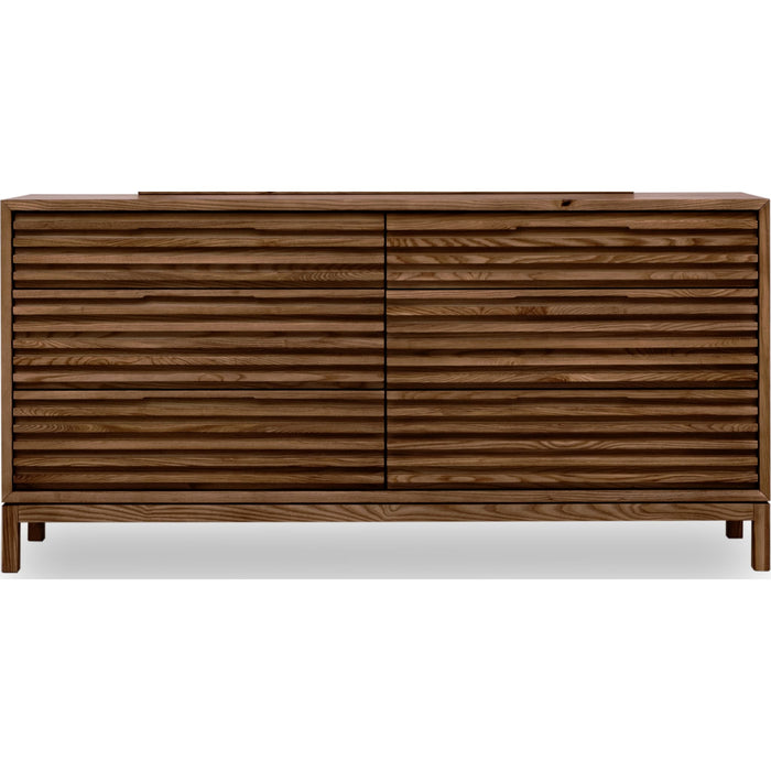 Modus Furniture Tanner Six Drawer Ash Wood Dresser in Roux 655450444944 QPUA82 Main Image