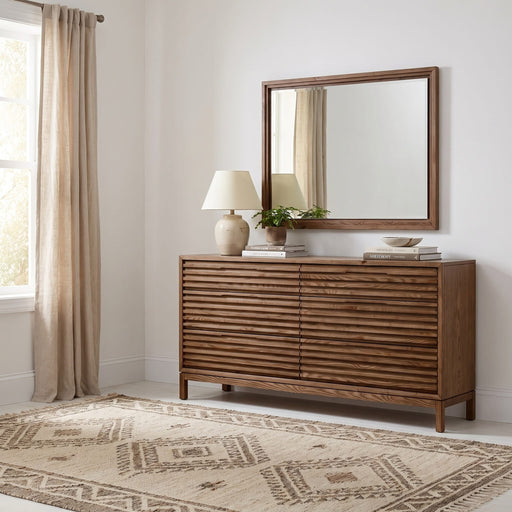 Modus Furniture Tanner Six Drawer Ash Wood Dresser in Roux 655450444944 QPUA82 Main Image