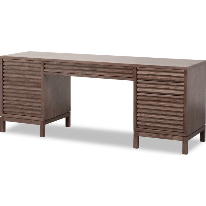 Modus Furniture Tanner Slatted Ash File Drawer Desk in Chicory 655450579790 QP8C11 Image 2