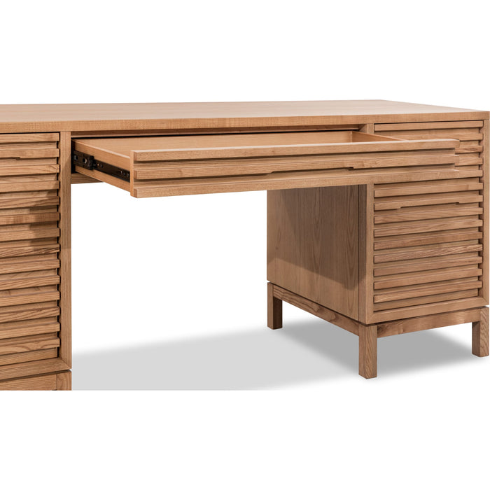 Modus Furniture Tanner Slatted Ash File Drawer Desk in Flaxen 655450503528 QPUD11 Image 8