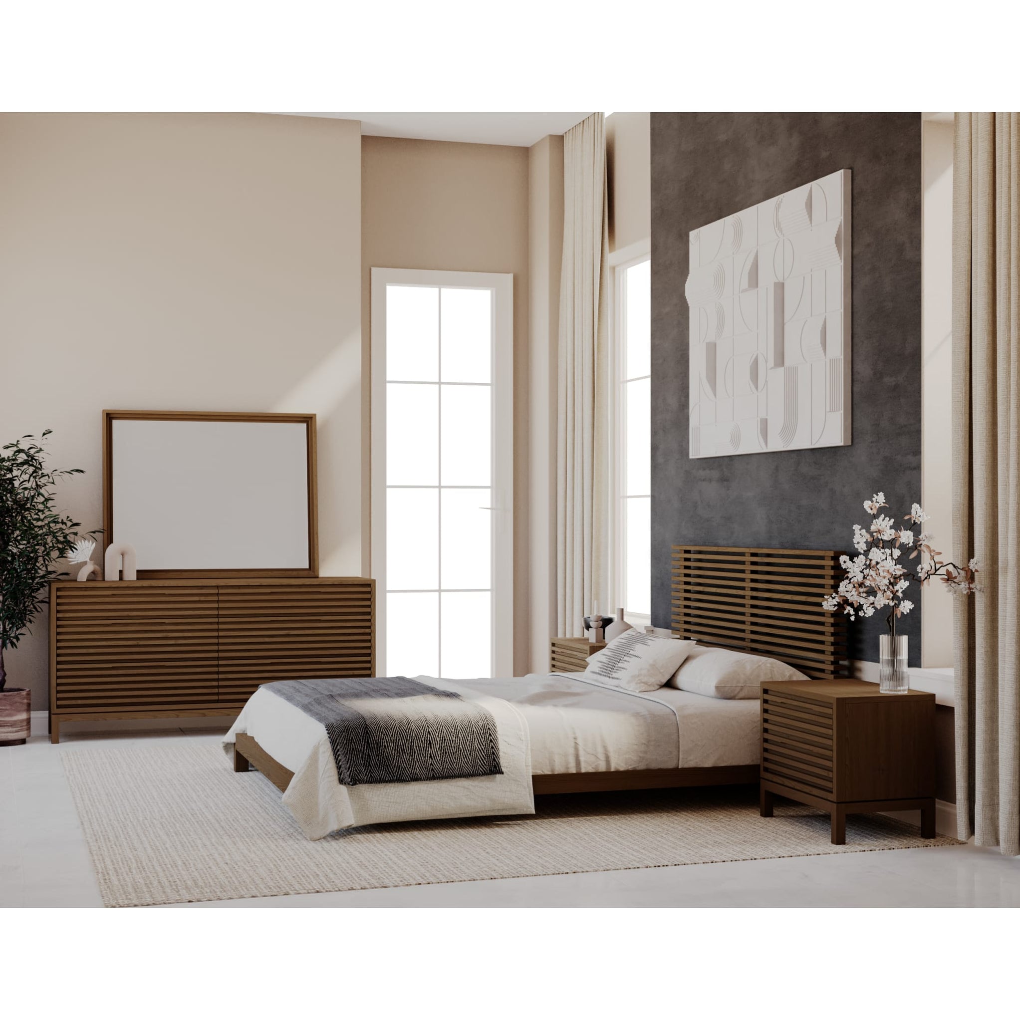 Tanner Solid Ash Platform Bed in Roux — Modus Furniture