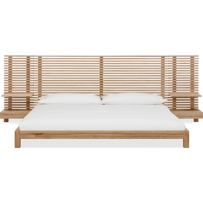 Modus Furniture Tanner Solid Ash Wall Bed with Integrated Nightstands in Flaxen  QPUDJ  Image 1
