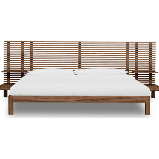 Modus Furniture Tanner Solid Ash Wall Bed with Integrated Nightstands in Roux  QPUAJ  Image 1