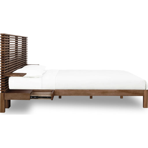 Modus Furniture Tanner Solid Ash Wall Bed with Integrated Nightstands in Roux  QPUAJ  Image 2