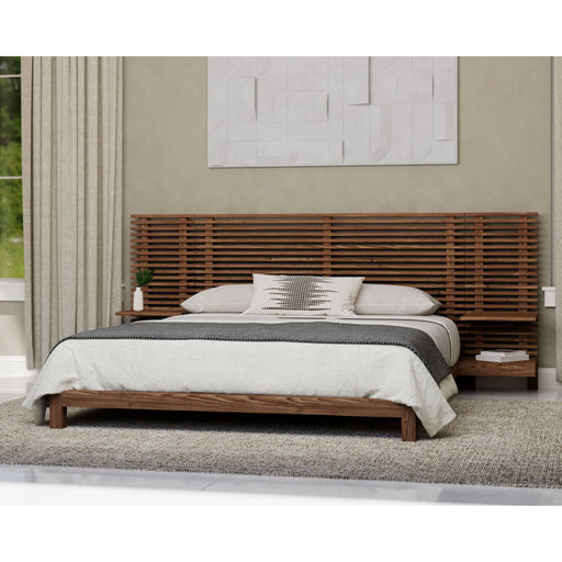 Modus Furniture Tanner Solid Ash Wall Bed with Integrated Nightstands in Roux  QPUAJ  Main Image