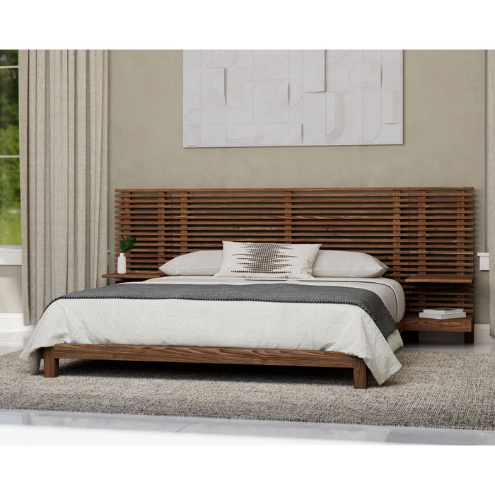 Modus Furniture Tanner Solid Ash Wall Bed with Integrated Nightstands in Roux  QPUAJ  Main Image