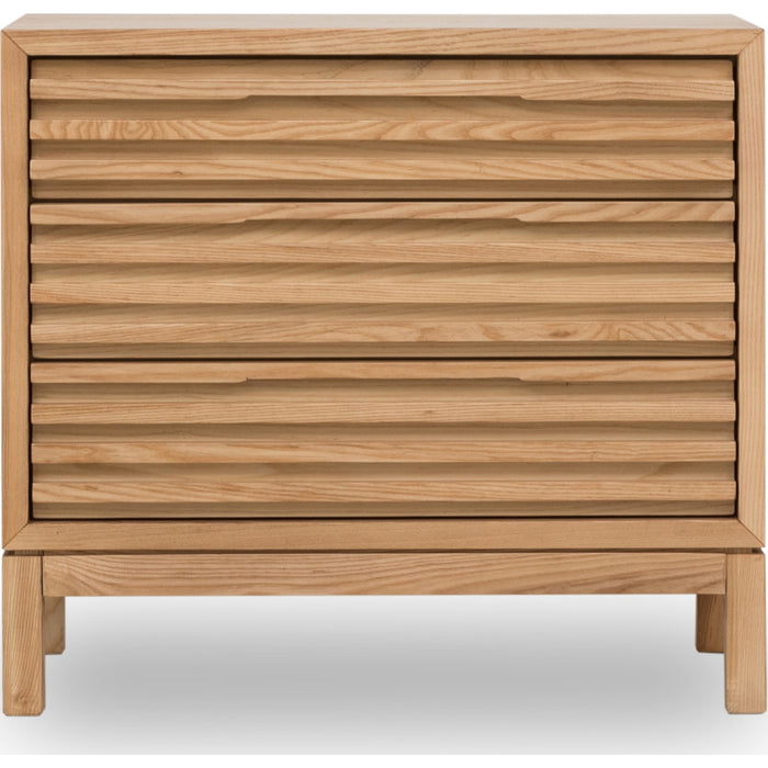 Modus Furniture Tanner Three Drawer Ash Wood Nightstand in Flaxen 655450444463 QPUD81B Image 1