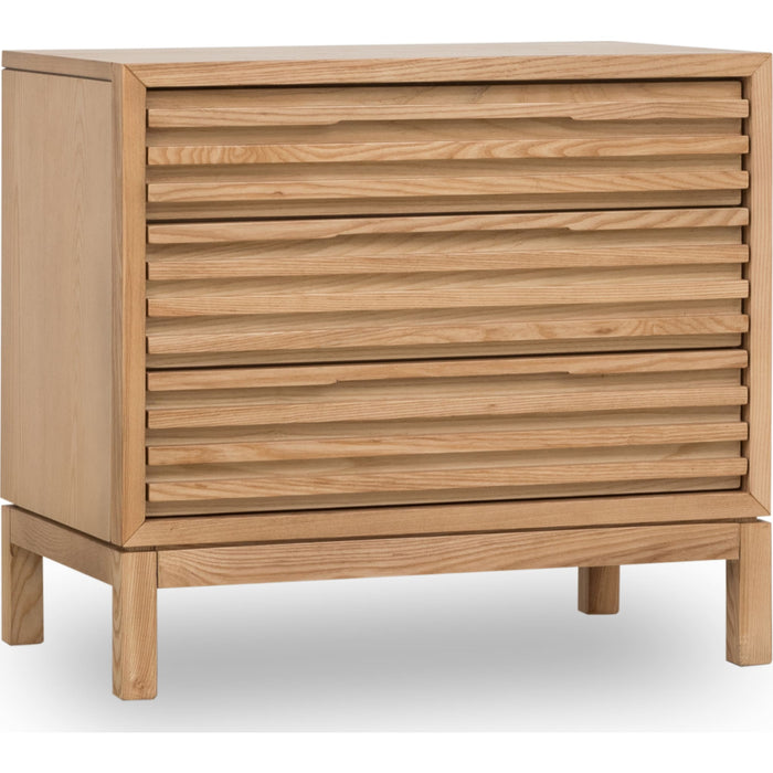 Modus Furniture Tanner Three Drawer Ash Wood Nightstand in Flaxen 655450444463 QPUD81B Image 2