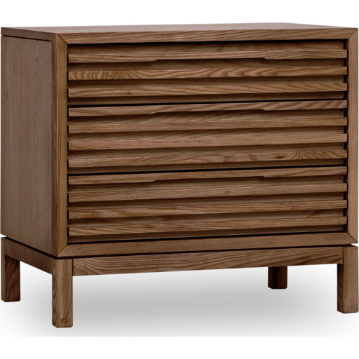 Modus Furniture Tanner Three Drawer Ash Wood Nightstand in Roux 655450444937 QPUA81B Image 1