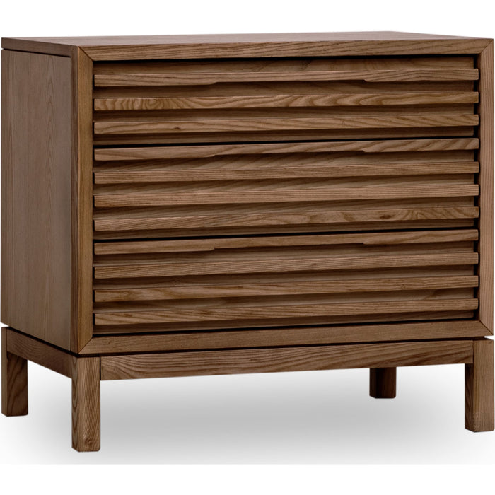 Modus Furniture Tanner Three Drawer Ash Wood Nightstand in Roux 655450444937 QPUA81B Image 1