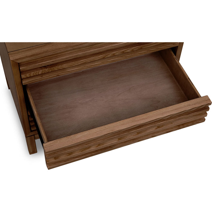 Modus Furniture Tanner Three Drawer Ash Wood Nightstand in Roux 655450444937 QPUA81B Image 2