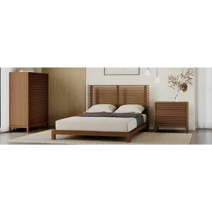 Modus Furniture Tanner Three Drawer Ash Wood Nightstand in Roux 655450444937 QPUA81B Image 5